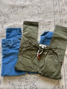 Mini Boden Olive Green Trousers and J.Crew blue corduroy boys pants BUNDLE